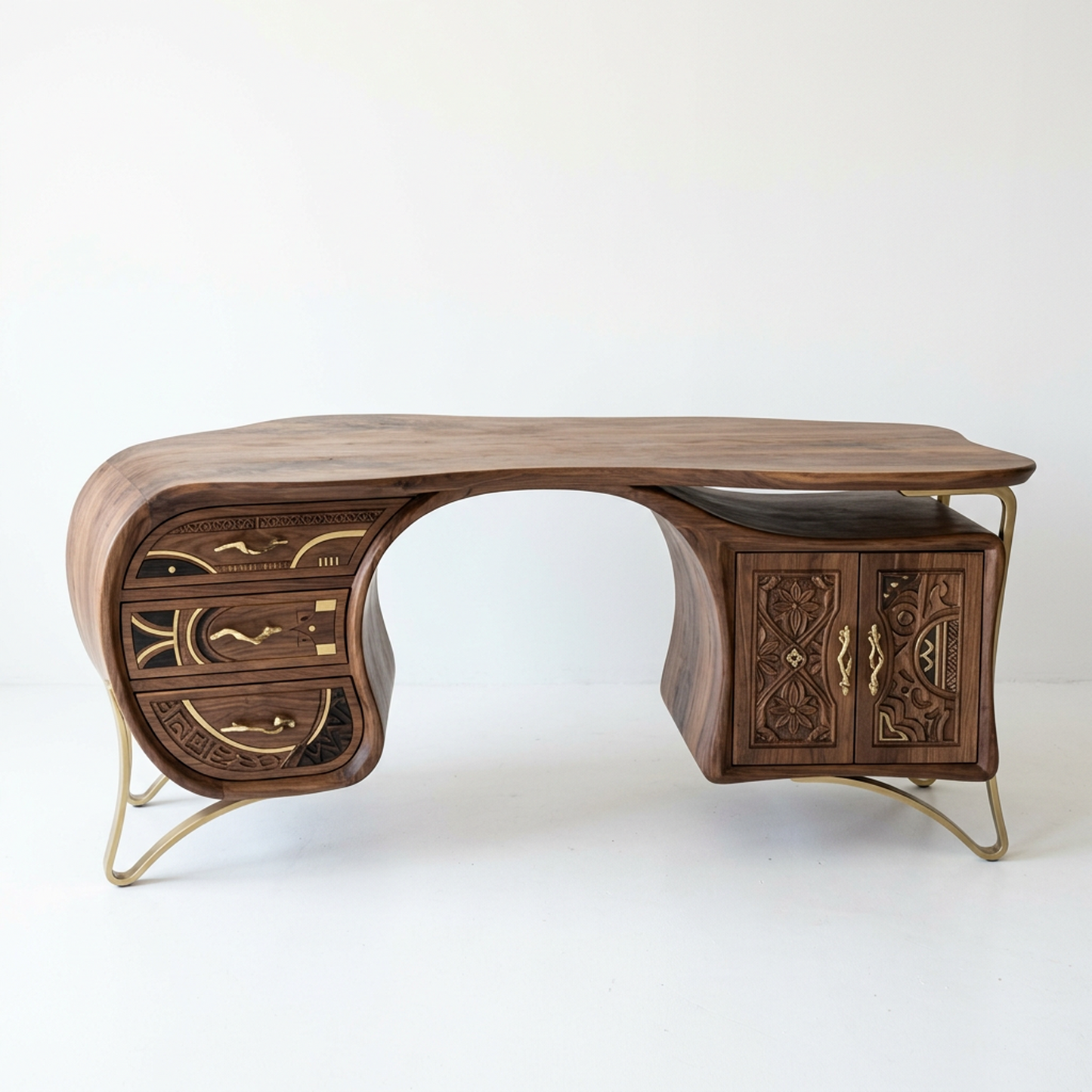 Walnut Carved Executive Desk