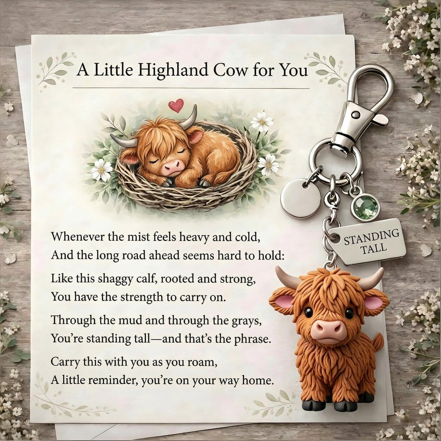 🐮A Little Highland Cow For You Keychain: Your Daily Reminder of Quiet Strength