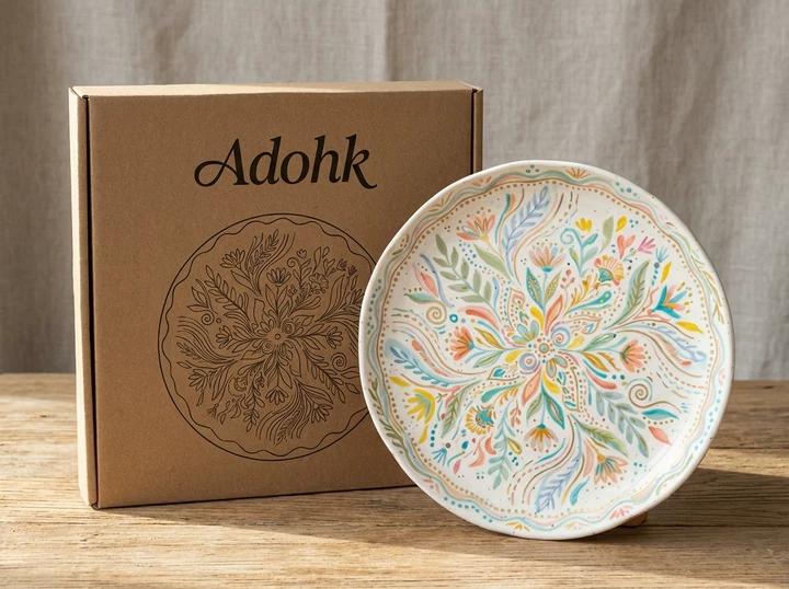 Hand-Painted Floral Scalloped Ceramic Dinner Plate (Pastel Multicolor)