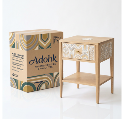 Wood Nightstand with Drawer & Shelf