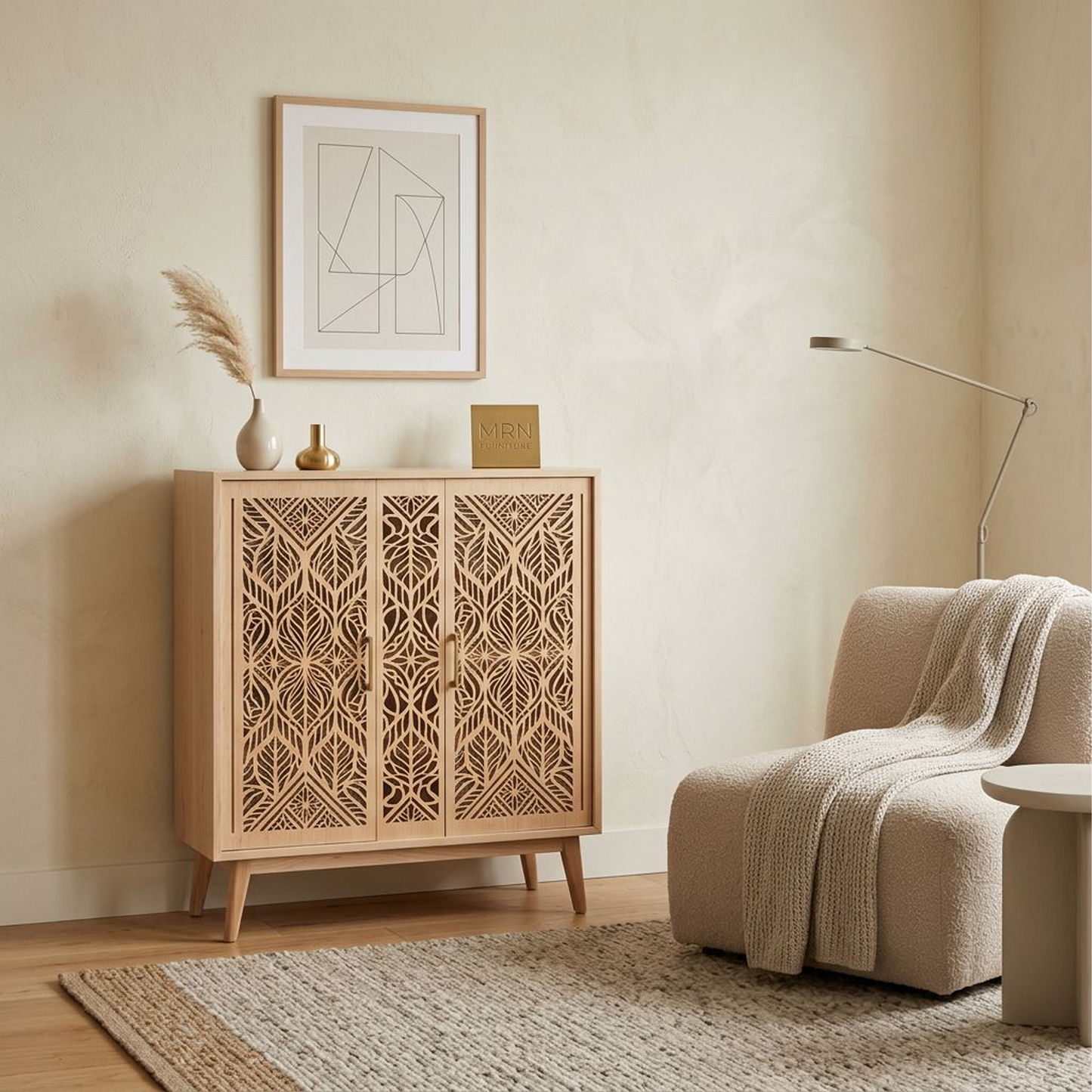 Carved Wood Storage Cabinet