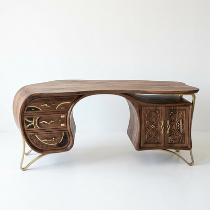 Walnut Carved Executive Desk