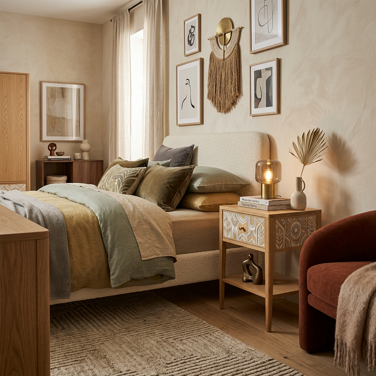 Wood Nightstand with Drawer & Shelf