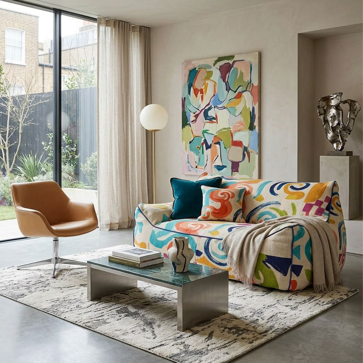 Colorful Abstract Print Bean Bag Lounge Chair with Back Support (Kids & Adults)