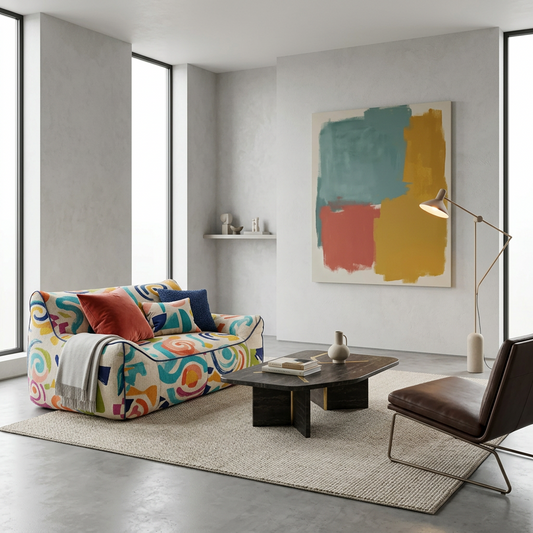 Colorful Abstract Print Bean Bag Lounge Chair with Back Support (Kids & Adults)