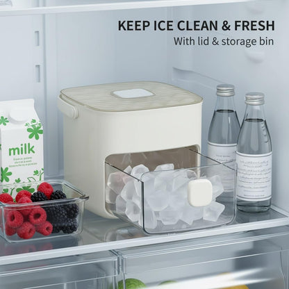 48 Cube Double-Deck Portable Ice Maker with Easy Press Lid. Silicone Trays & Durable Plastic. Countertop Kitchen Gadget for DIY Frozen Food. Summer Drinks & Beverage Cooling