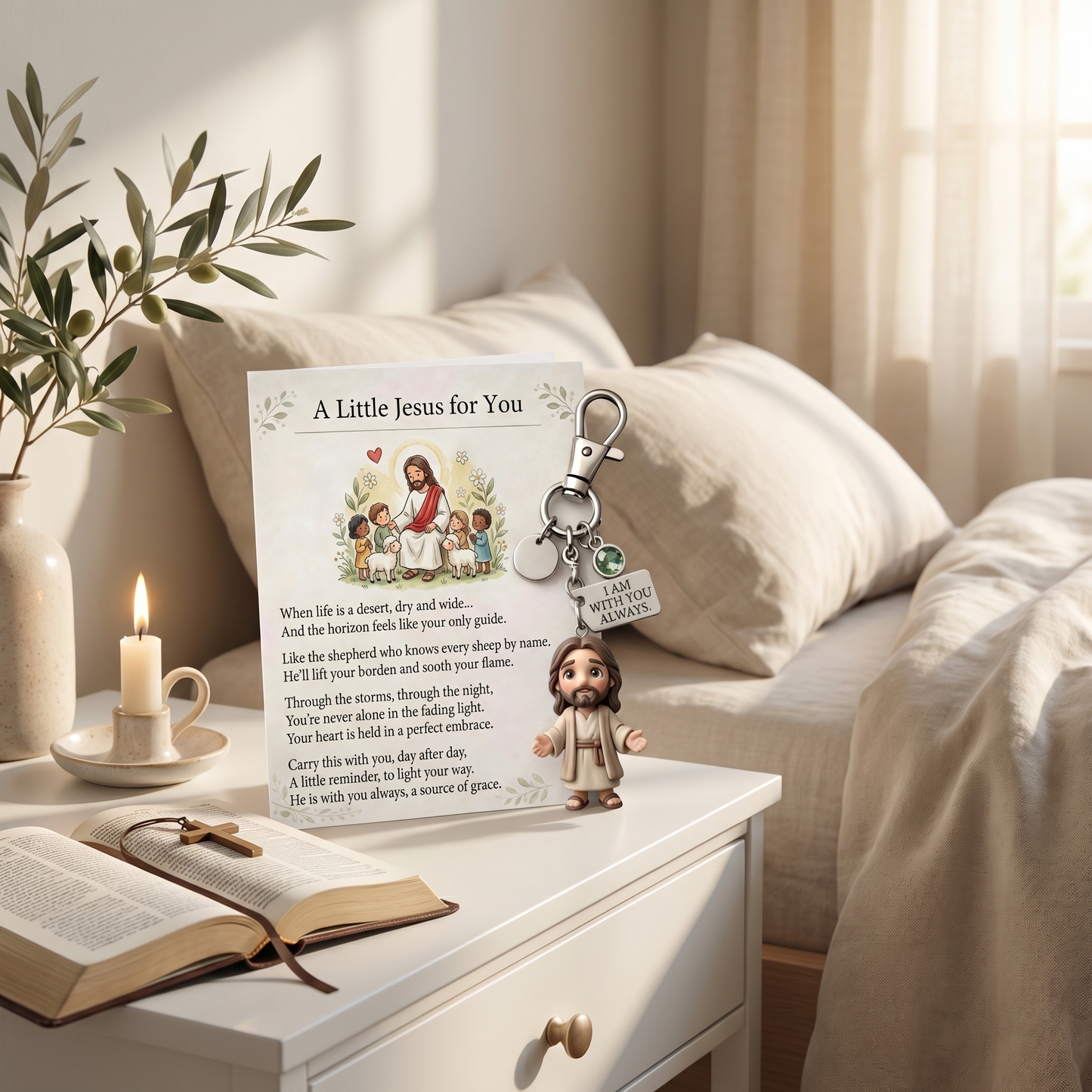 A Little Jesus for You - Comforting Pocket Reminder Keychain & Poem Card Gift Set 🌟🙏