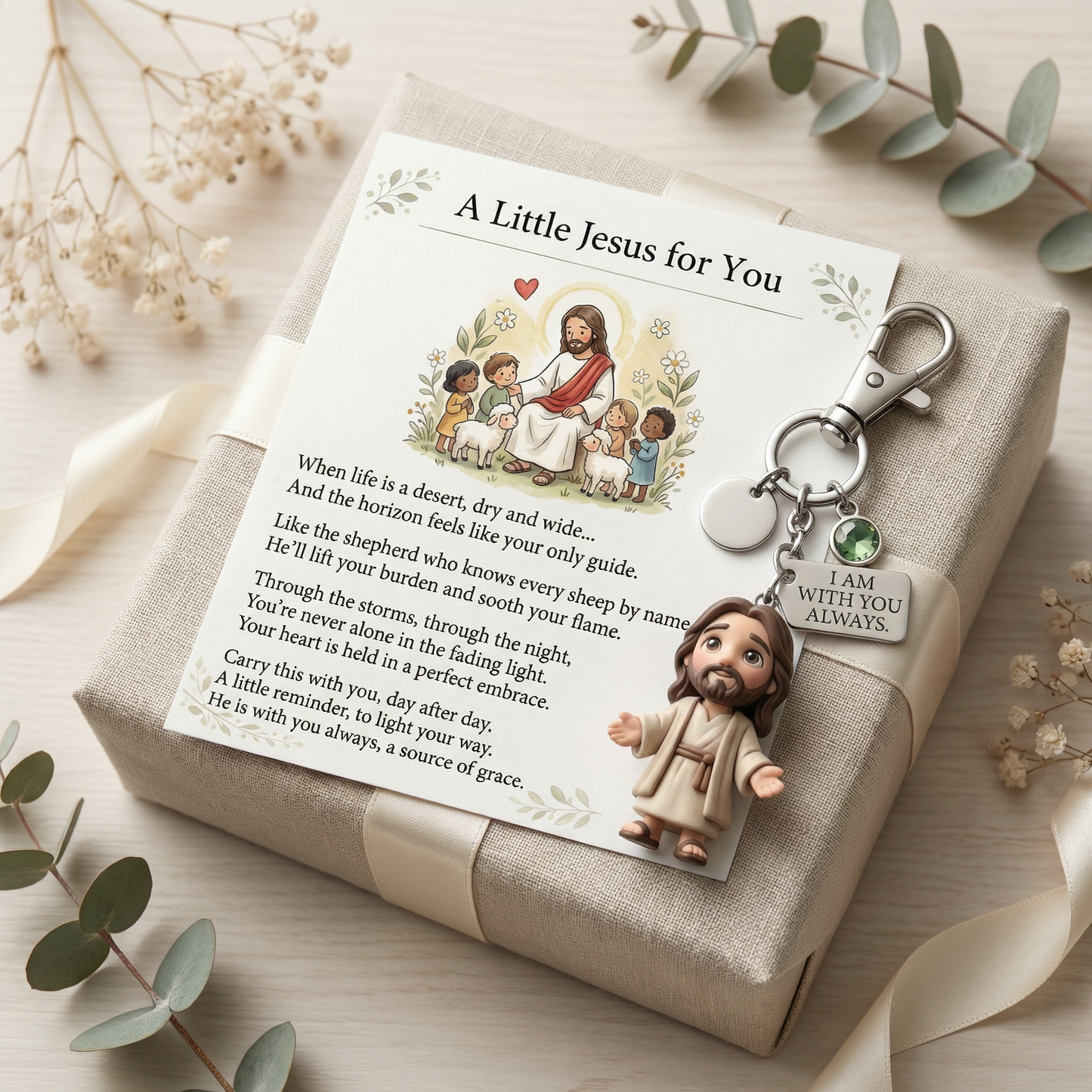 A Little Jesus for You - Comforting Pocket Reminder Keychain & Poem Card Gift Set 🌟🙏