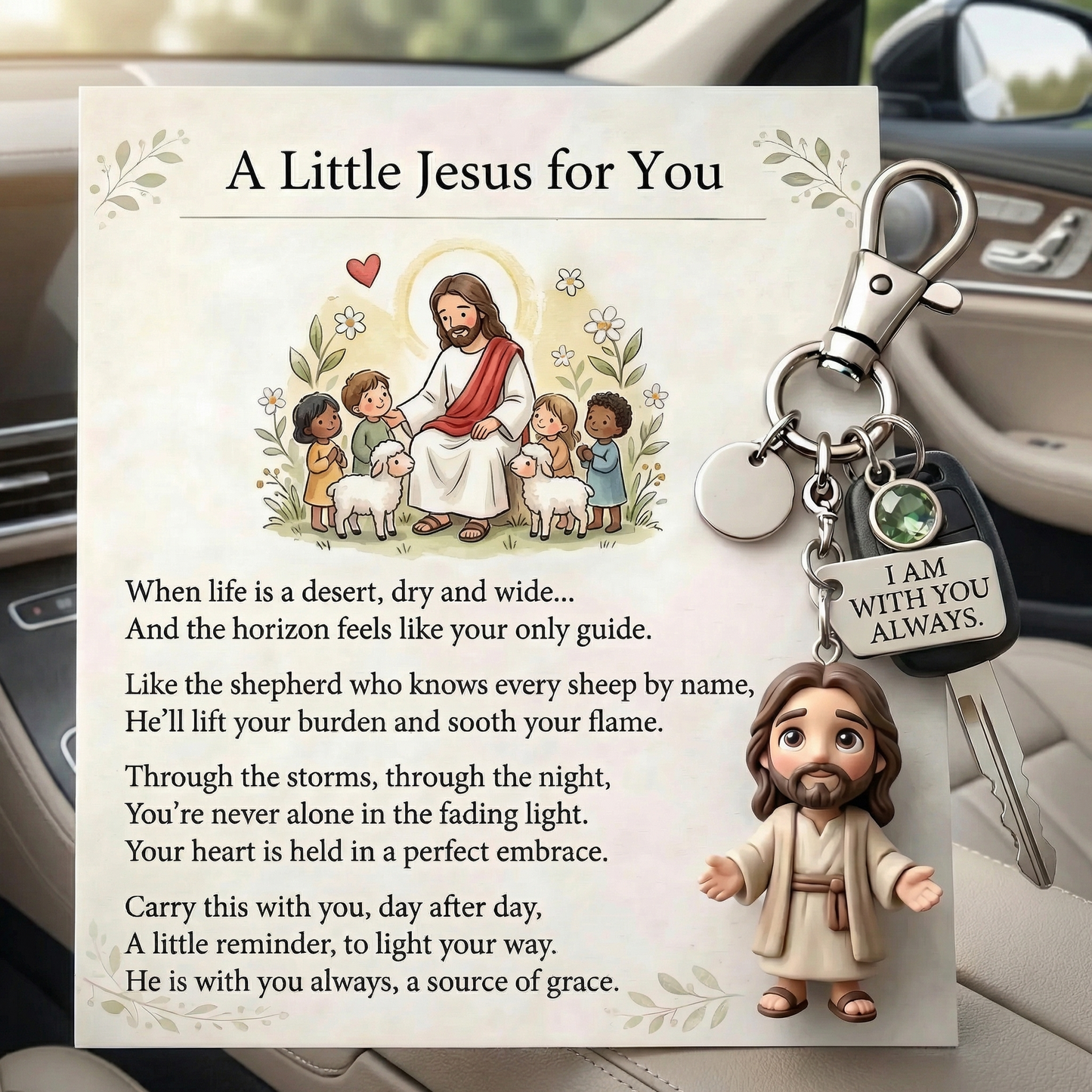 A Little Jesus for You - Comforting Pocket Reminder Keychain & Poem Card Gift Set 🌟🙏