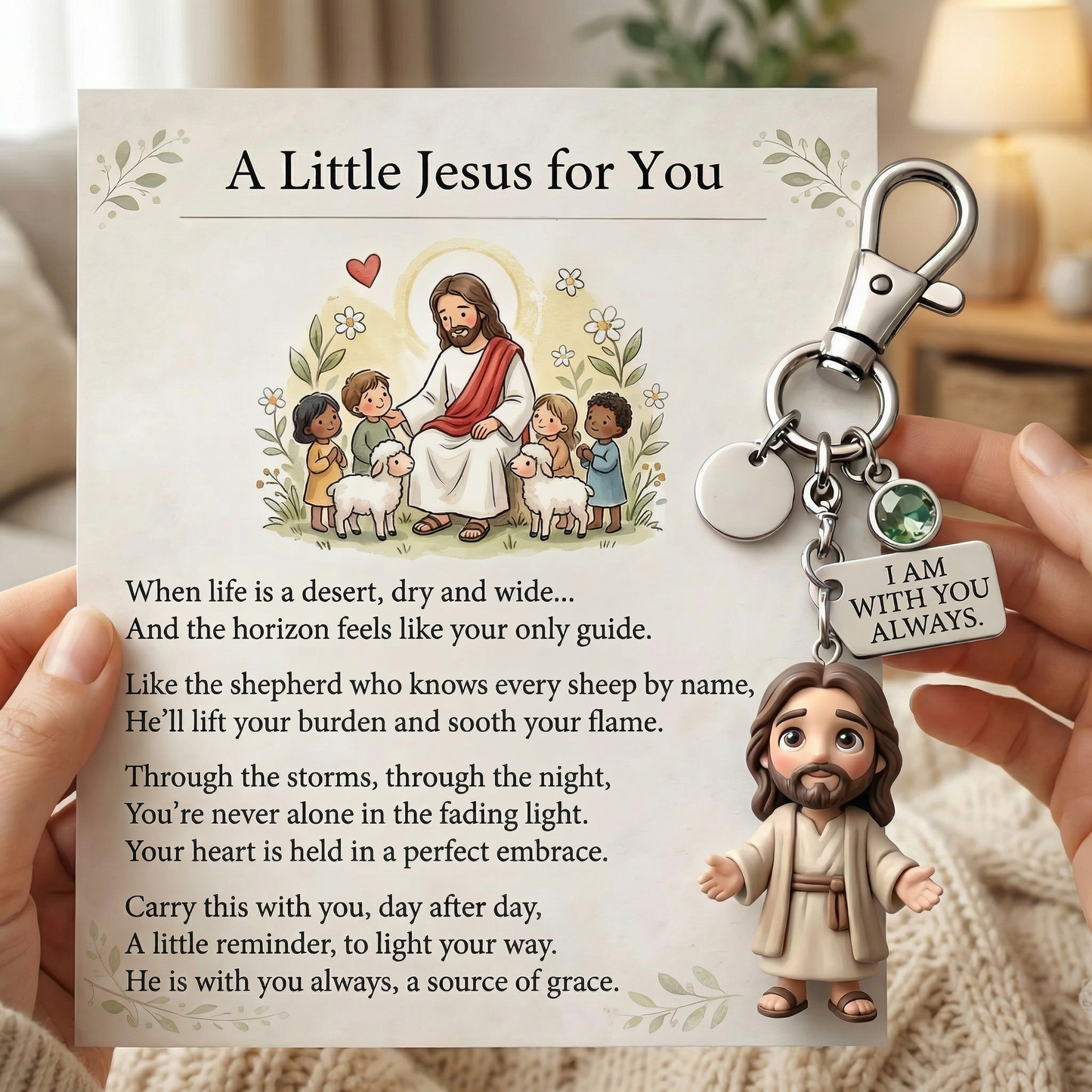 A Little Jesus for You - Comforting Pocket Reminder Keychain & Poem Card Gift Set 🌟🙏