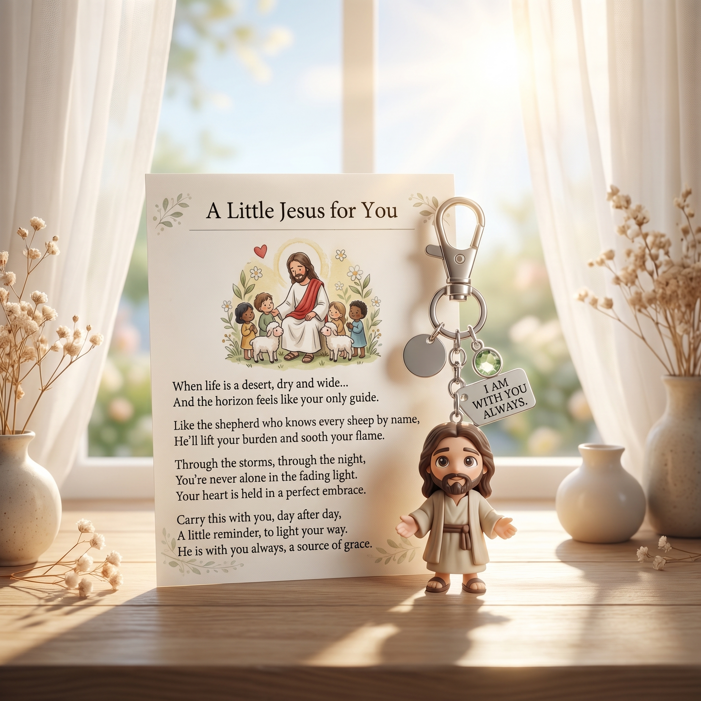 A Little Jesus for You - Comforting Pocket Reminder Keychain & Poem Card Gift Set 🌟🙏