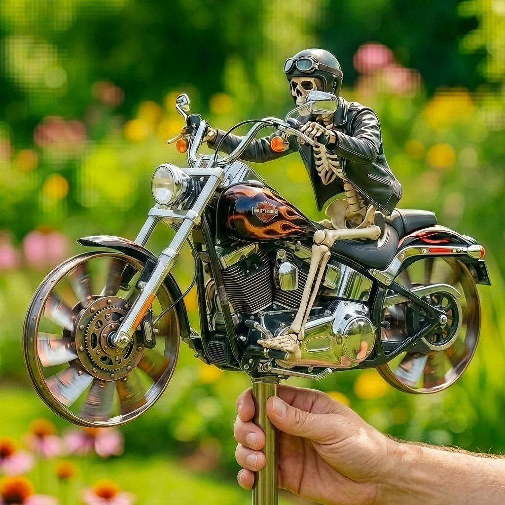 Skull Motorcycle Windmill